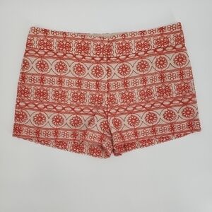 𝅺ANN Taylor Loft Floral Embroidered Red Shorts, Size 4